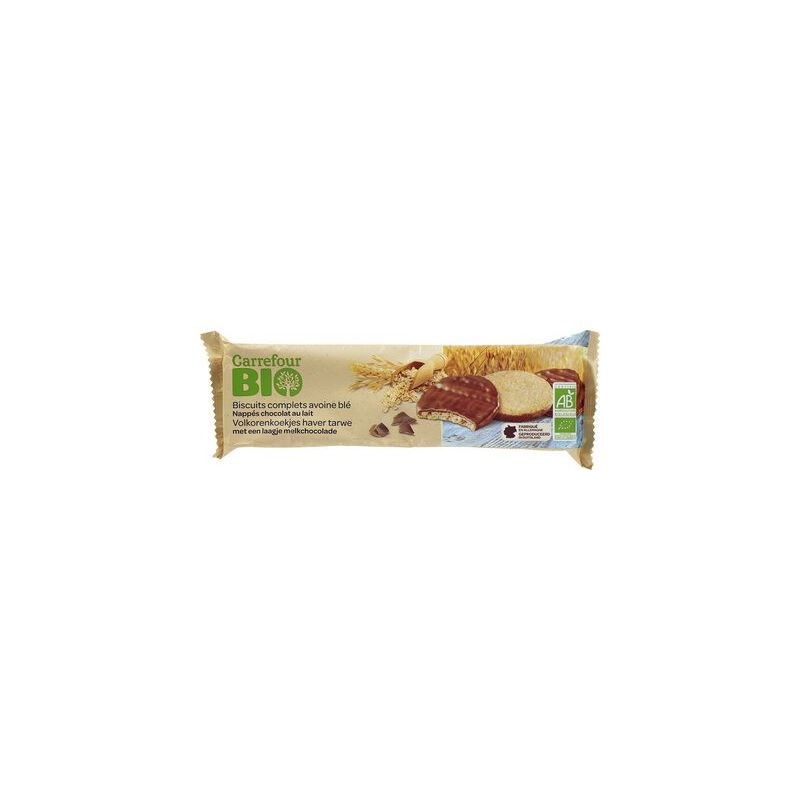 Carrefour Bio 200G Biscuits D'Avoine Nappés Au Chocolat Lait Crf