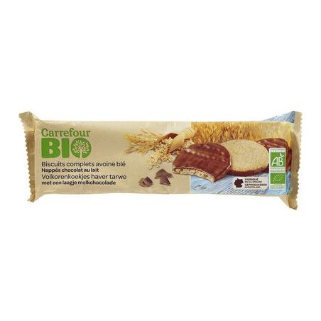 Carrefour Bio 200G Biscuits D'Avoine Nappés Au Chocolat Lait Crf