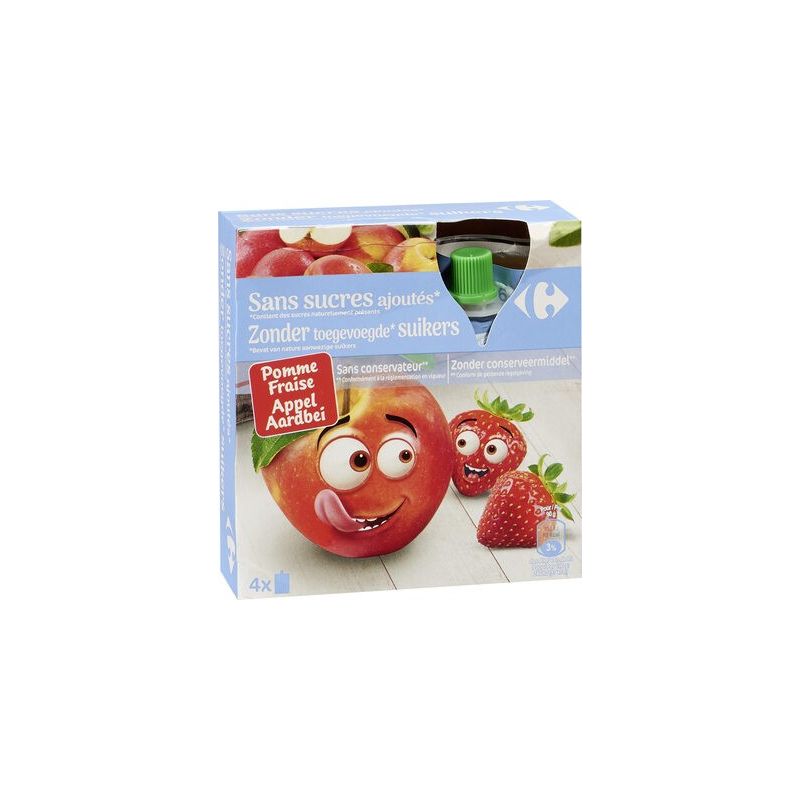 Crf 4X90G Gourdes Purée De Fruits Fraise Sans Sucres Ajoutés Kids