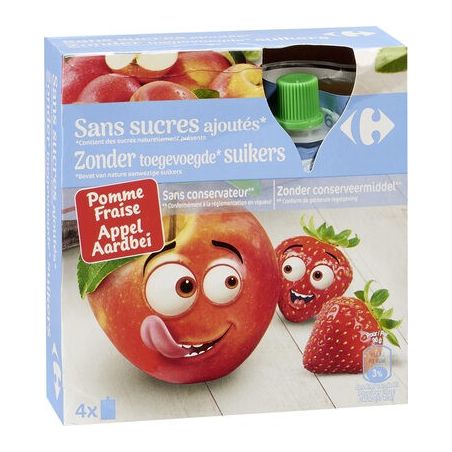 Crf 4X90G Gourdes Purée De Fruits Fraise Sans Sucres Ajoutés Kids