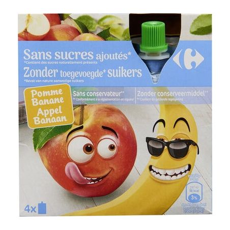 Crf Classic 4X90G Gourdes Purée De Fruits Banane Sans Sucres Ajoutés Kids