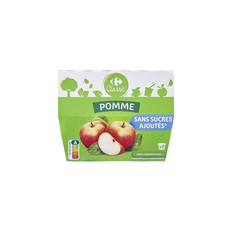 Crf Classic 8X100G Purée De Fruits Pomme Sans Sucres Ajoutés