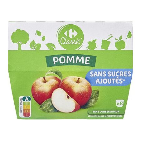 Crf Classic 8X100G Purée De Fruits Pomme Sans Sucres Ajoutés