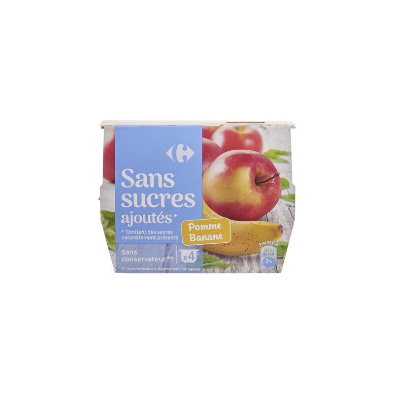 Crf Classic 4X100G Purée De Fruits Pomme/Banane Sans Sucres Ajoutés