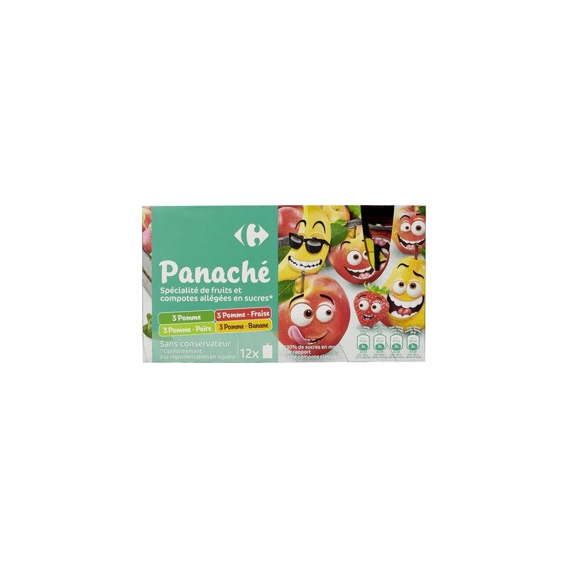 Carrefour 12X90G Compote Multi Varieté Allégée En Sucre Crf