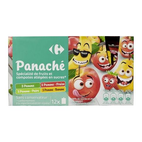 Carrefour 12X90G Compote Multi Varieté Allégée En Sucre Crf
