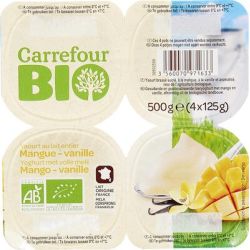 Carrefour Bio 4X125G Yaourts Vanille/Mangue Crf