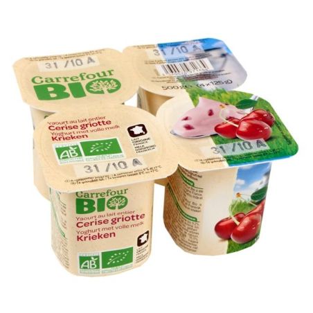 Carrefour 4X125G Ya Bio Cerise Griot.Crf