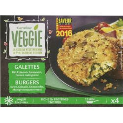 Carrefour Veggie 4X100G Galettes Blé/Emmental/Epinards Crf