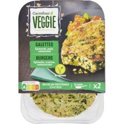 Carrefour Veggie 200G Galettes Pois/Epinard/Fromage X2 Crf
