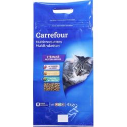 Carrefour 4Kg Croquette Pour Chat Sterilise Saumon Carotte Crf