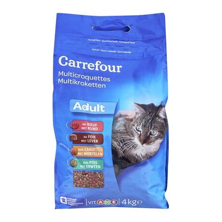 Carrefour 4Kg Croquettes Pour Chats Boeuf/Foie/Légumes Crf