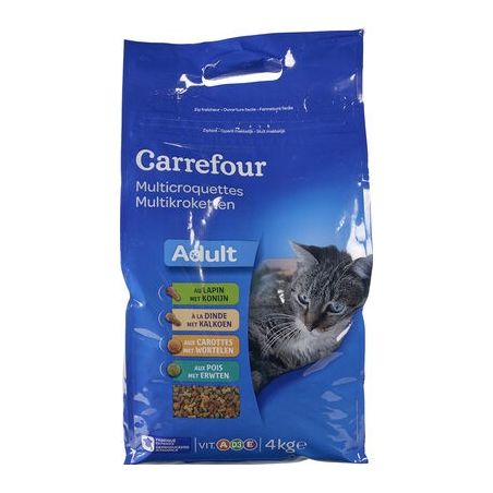 Carrefour 4Kg Croquettes Pour Chats Lapin/Dinde/Légumes Crf
