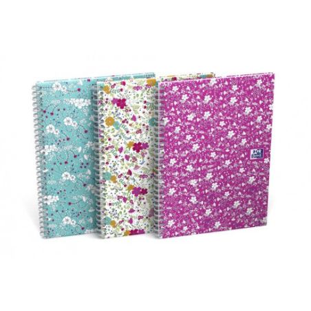 Oxford Cahier Flowers 5 Tablette Couverture Rigide Reliure Intégrale Ligné 120 Pages Décors Assortis