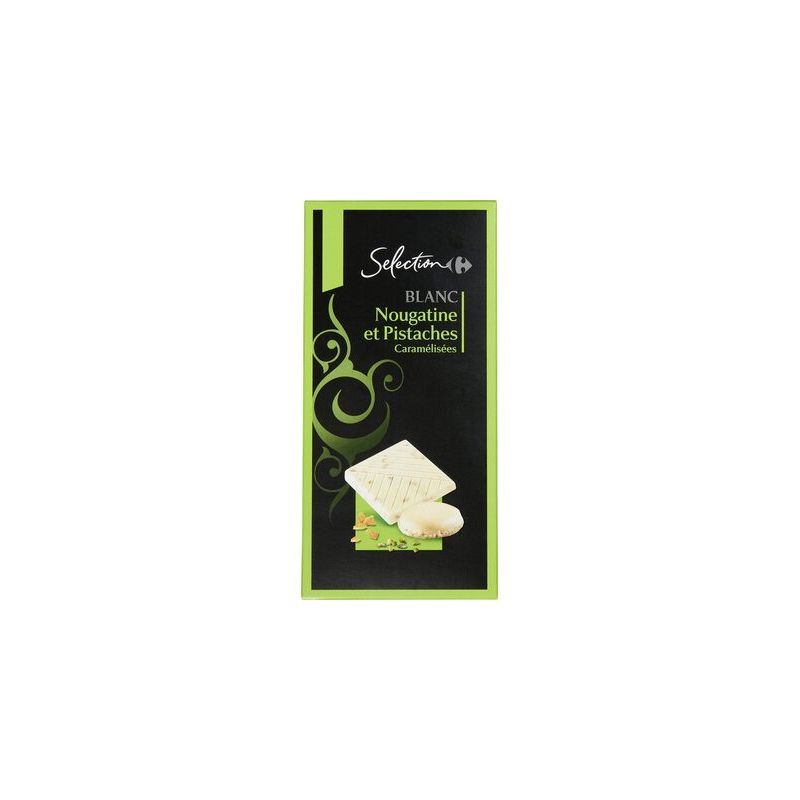 Carrefour Selection 100G Tablette Chocolat Blanc Nougat Et Pistache Crf Sélection