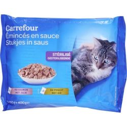 Carrefour 4X100G Poche Sterile Chat Crf