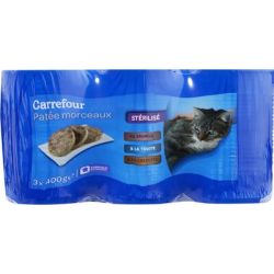 Carrefour 3X400G Terrines Chats Steril.