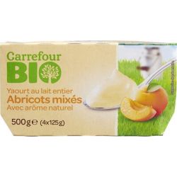 Carrefour Bio 4X125G Yaourts À L'Abricot Crf