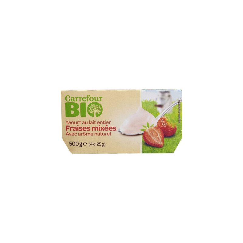 Carrefour Bio 4X125G Yaourts À La Fraise Crf