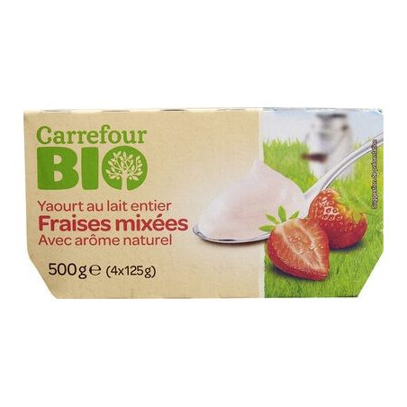 Carrefour Bio 4X125G Yaourts À La Fraise Crf