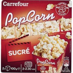 Carrefour 2X100G Boîtes De Popcorn Sucré Crf