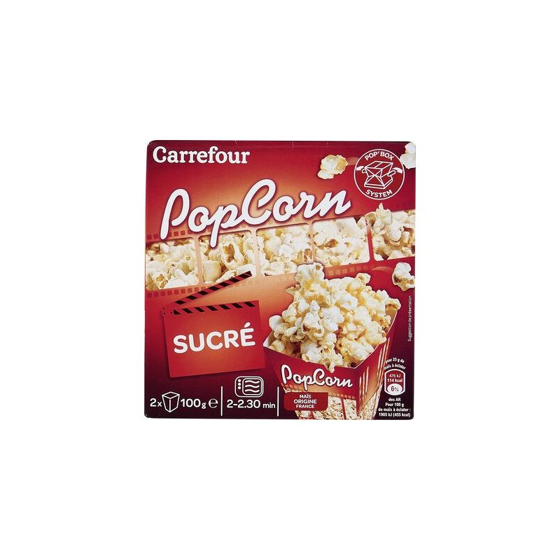 Carrefour 2X100G Boîtes De Popcorn Sucré Crf