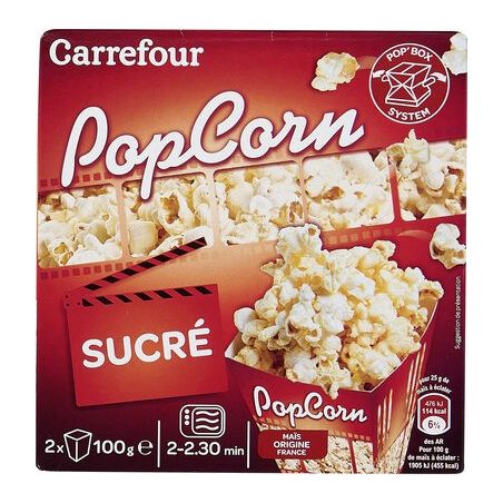 Carrefour 2X100G Boîtes De Popcorn Sucré Crf