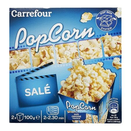 Carrefour 2X100G Boîtes De Popcorn Salé Crf