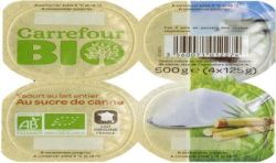 Carrefour 4X125G Yt Nature Sucre Crf Bio