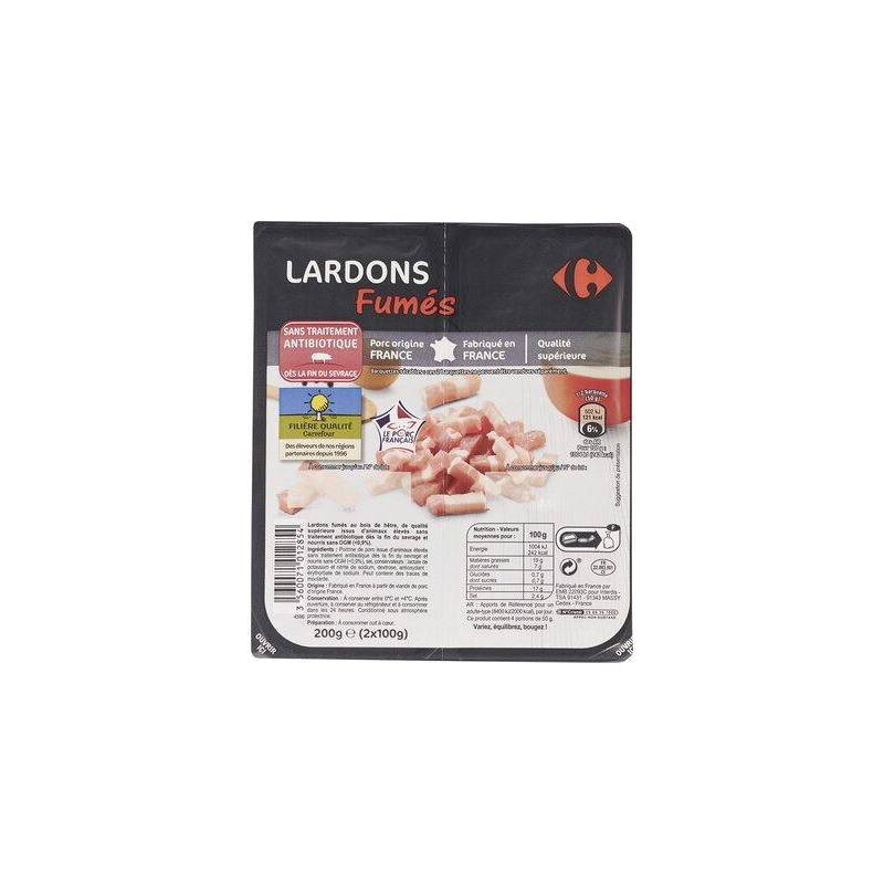 Crf Extra 2X100G Lardons Fumés Sans Antibiotique