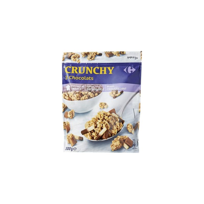 Carrefour 500G Doypack Céréales Muesli Croustillant Aux 3 Chocolats Crf