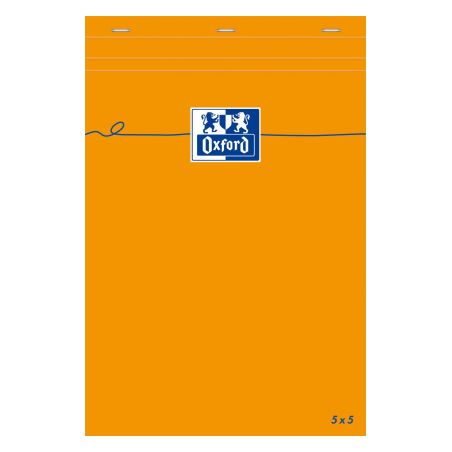 Oxford Lot De 3 Bloc-Notes A5 Quadrillé 5X5 80 Feuilles 80G Couverture Orange