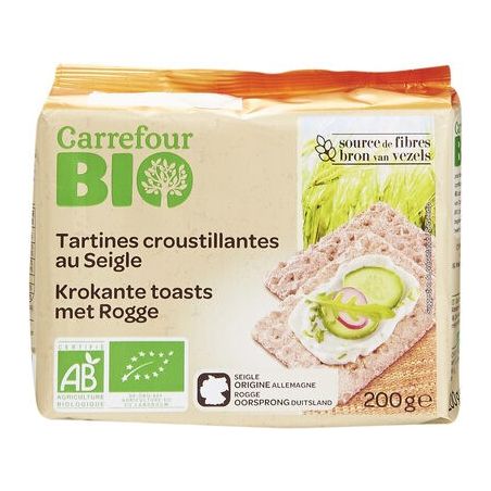 Carrefour Bio 200G Tartines Croustillantes Au Seigle Crf