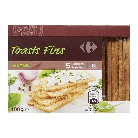 Carrefour 100G Toasts Fins Au Sésame Crf