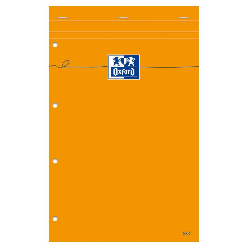 Oxford Lot De 3 Bloc-Notes A5 Quadrillé 5X5 80 Feuilles 80G Couverture Orange