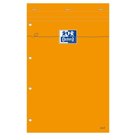 Oxford Lot De 3 Bloc-Notes A5 Quadrillé 5X5 80 Feuilles 80G Couverture Orange