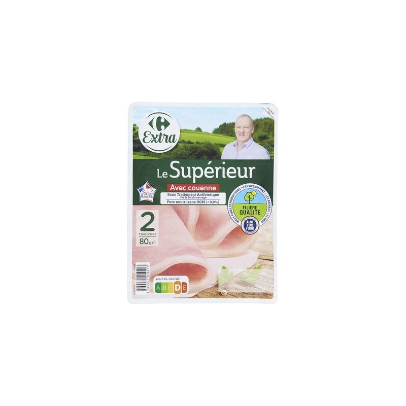 Crf Extra Fqc 80G Jambon Supérieur Ac Sans Antibiotiques X2 Tranches