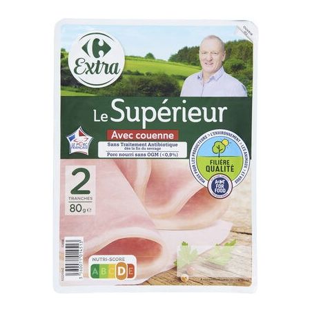 Crf Extra Fqc 80G Jambon Supérieur Ac Sans Antibiotiques X2 Tranches