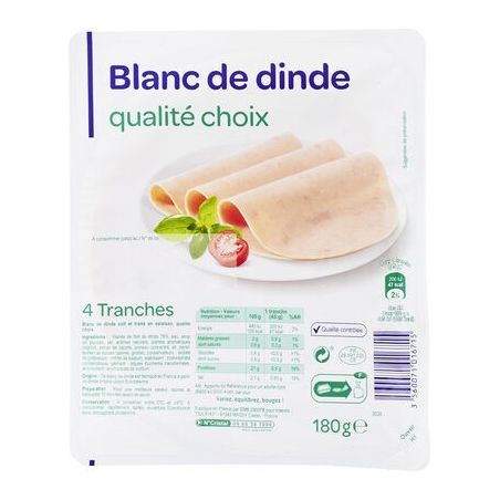 Pp Blanc 180G X4 Tranches De Dinde Qualité Choix