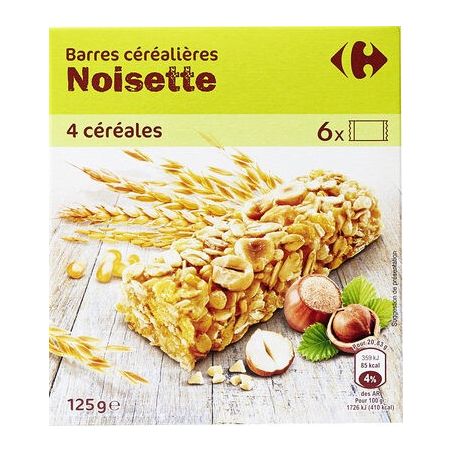 Carrefour 125G Barre De Céréales Noisettes Crf