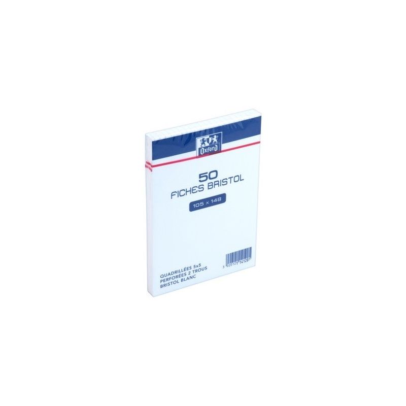 Oxford Lot De 5 Sachet 50 Fiches Bristol 105X148 Mm 5X5 Blanc