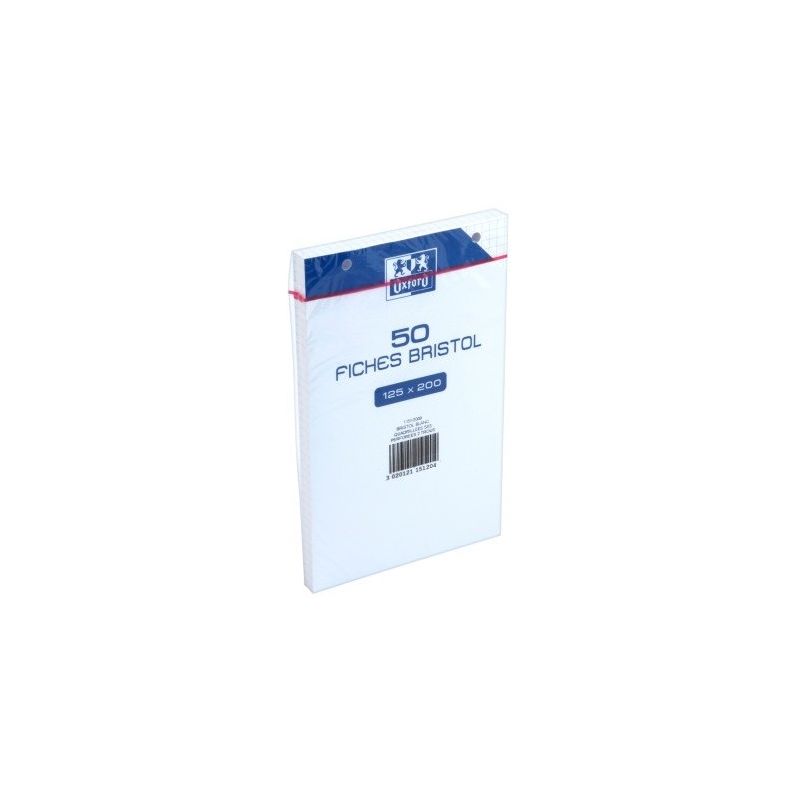 Oxford Lot De 5 Sachet 50 Fiches Bristol 125X200 Mm 5X5 Blanc