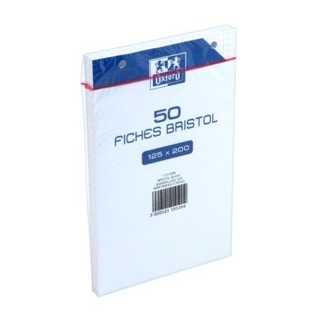 Oxford Lot De 5 Sachet 50 Fiches Bristol 125X200 Mm 5X5 Blanc