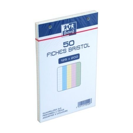 Oxford Fiches Bristol 125 X 200Mm Couleurs Assorties 5