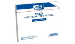 Oxford Lot De 50 Fiches Bristol Quadrillé 148X210 Mm 5X5 Perforée Blanche