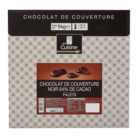 En Cuisine 5Kg Palets Chocolat Noir 64%