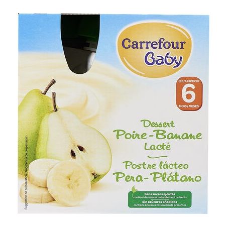 Carrefour 4X85G Grd.Lact.Poir Ban.6M Crf