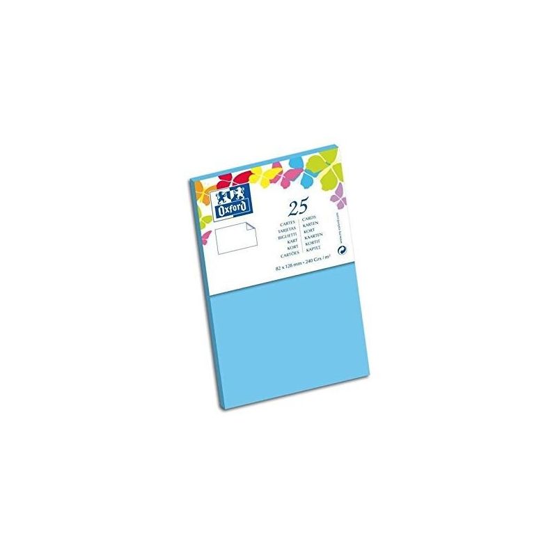 Oxford Paquet De 25 Cartes 12,8 Cm X 8,2 0,7 240G Bleu Lagon