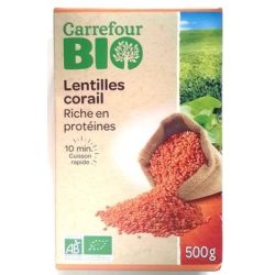 Carrefour Bio 450G Lentilles Corail Crf