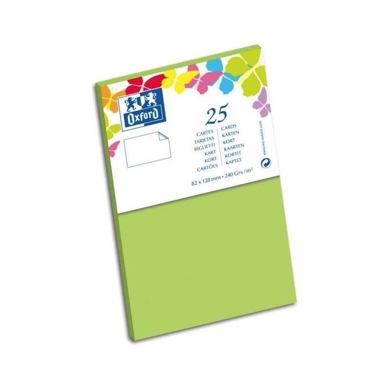 Oxford Paquet De 25 Cartes 12,8 Cm X 8,2 0,7 240G Vert
